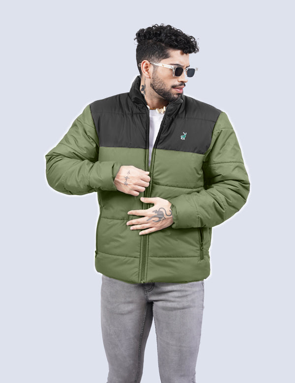 Jerdoni Olive Green Padded Puffer Jacket