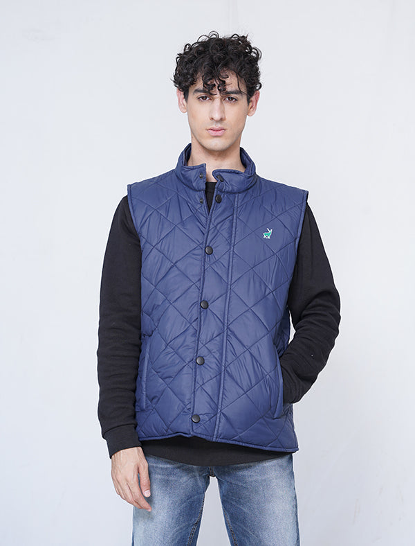 Jerdoni Navy Blue Diamond Padded Vest