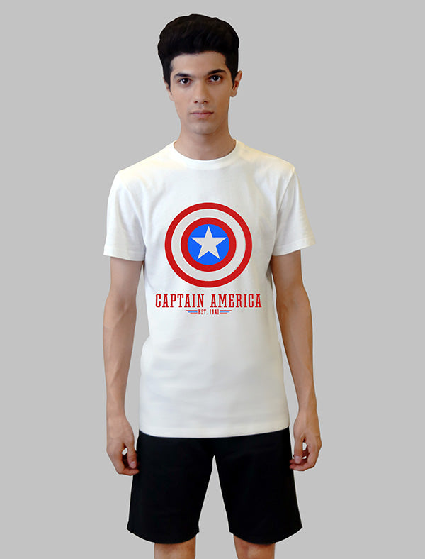 Jerdoni White T-Shirt With Captain America Logo