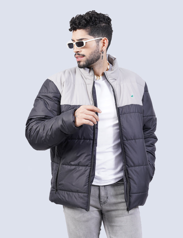 Jerdoni Black & Grey Padded Puffer Jacket