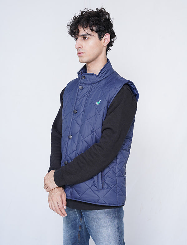 Jerdoni Navy Blue Diamond Padded Vest