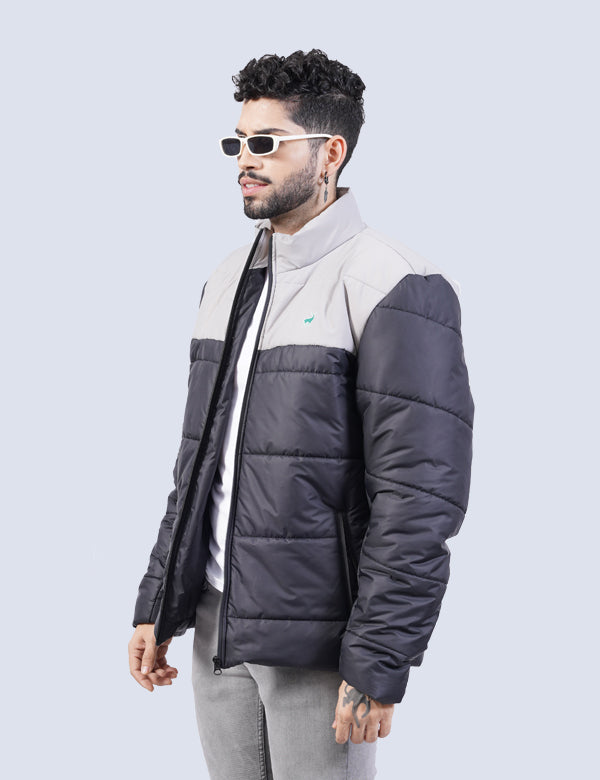 Jerdoni Black & Grey Padded Puffer Jacket