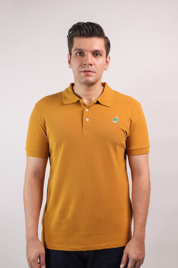 Active Fit Polo Shirt for Men Yellow Brown