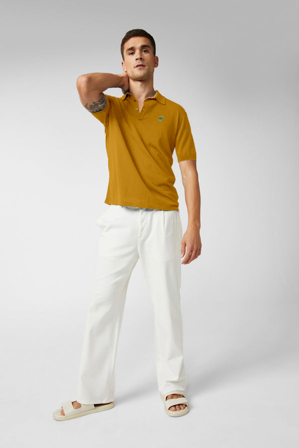 Active Fit Polo Shirt for Men Yellow Brown