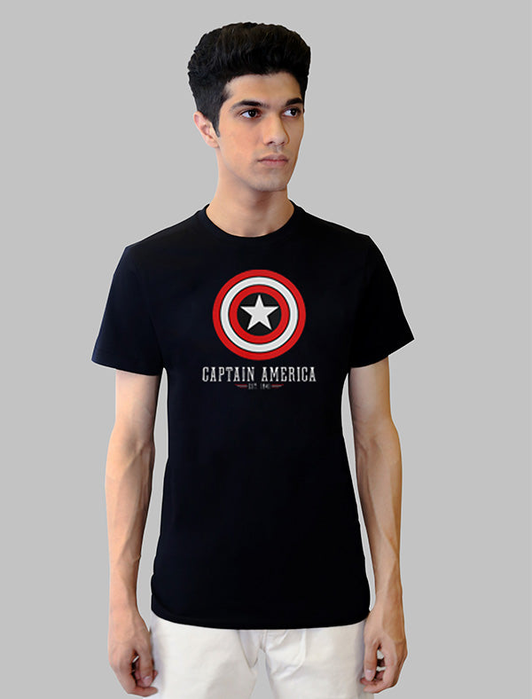Jerdoni Black T-Shirt With Captain America Logo