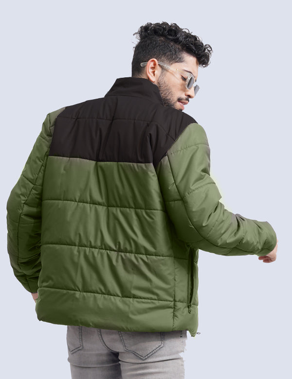 Jerdoni Olive Green Padded Puffer Jacket