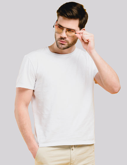 Jerdoni White Plain Cotton T-Shirt